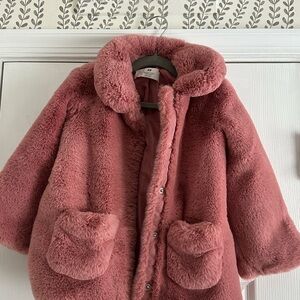 H&M Pink Kids Faux Fur Puffer Coat